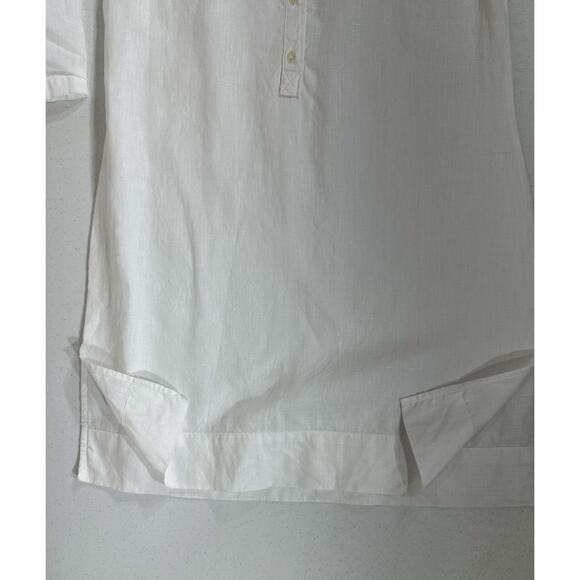 La Redoute Linen Popover Shirt Dress Size 10 White Roll Tab 3/4 Sleeve No Belt - Picture 4 of 8